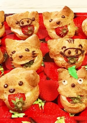 食いしん坊な可愛い動物達♡シュークリーム-レシピのメイン写真