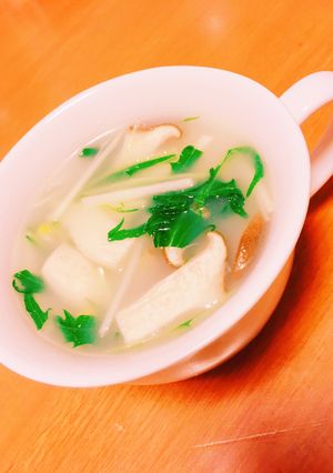 エリンギと水菜の水餃子スープ-レシピのメイン写真