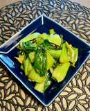 青梗菜と塩昆布のニンニク炒め