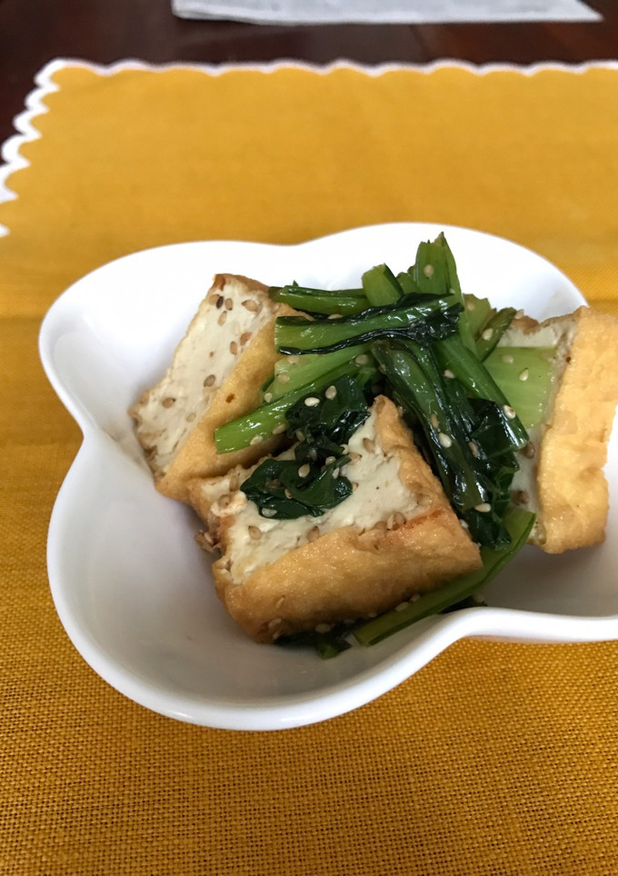 小松菜と厚揚げの炒め物。節約、お弁当に-レシピのメイン写真