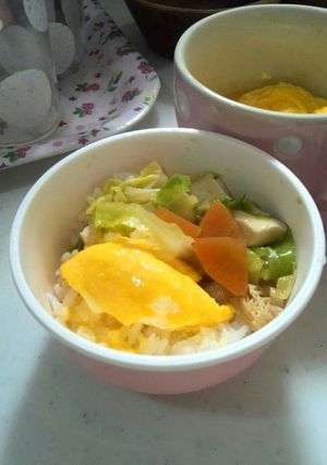 甘辛豆腐キャベ玉丼-レシピのメイン写真