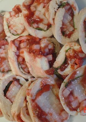 【レンジ】ささ身長芋梅肉巻き-レシピのメイン写真