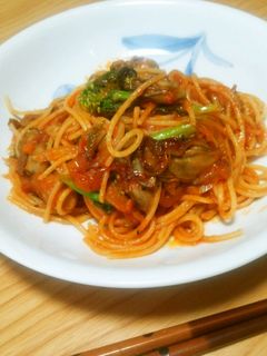 牡蠣と花菜のトマトパスタ-レシピのメイン写真