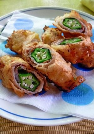 オクラの梅味噌豚ロール天ぷら-レシピのメイン写真