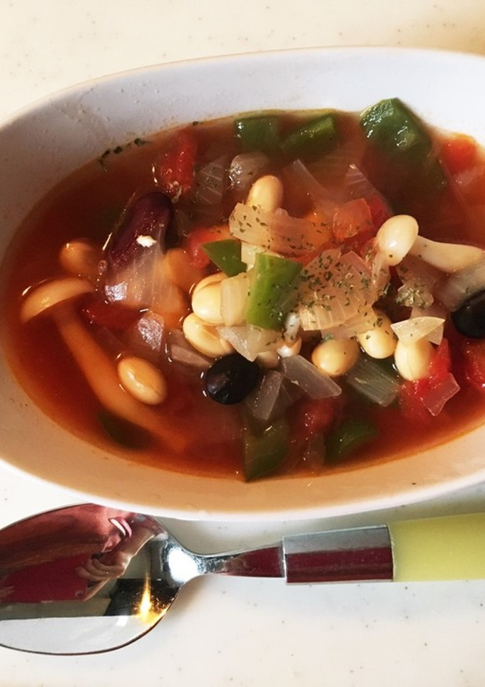 トマト缶で簡単 大豆と野菜たっぷりスープ-レシピのメイン写真
