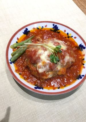 煮込みハンバーグ #豆腐 #トマトソース-レシピのメイン写真