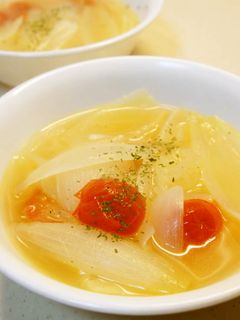 新玉ねぎとプチトマトのスープ-レシピのメイン写真