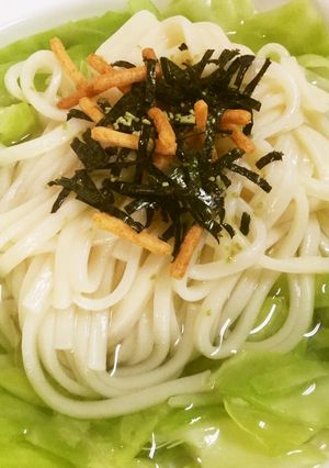 超楽々 春キャベツでお茶漬け釜揚げうどん-レシピのメイン写真