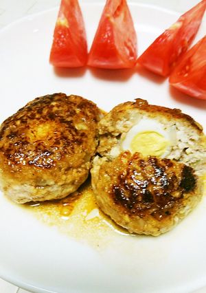 うずら包みのふわふわ照り焼きハンバーグ-レシピのメイン写真