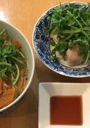 パクチーのフォー風・ゆで鶏のパクチー添え-レシピのメイン写真