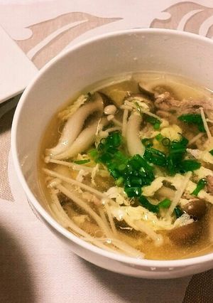 キノコと豚挽き肉の中華スープ-レシピのメイン写真