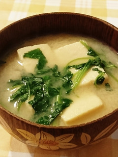 高野豆腐と三つ葉のお味噌汁-レシピのメイン写真