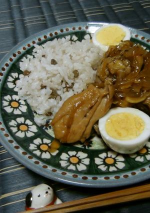 鶏モモで簡単☆アドボ☆レンズ豆ご飯添え-レシピのメイン写真