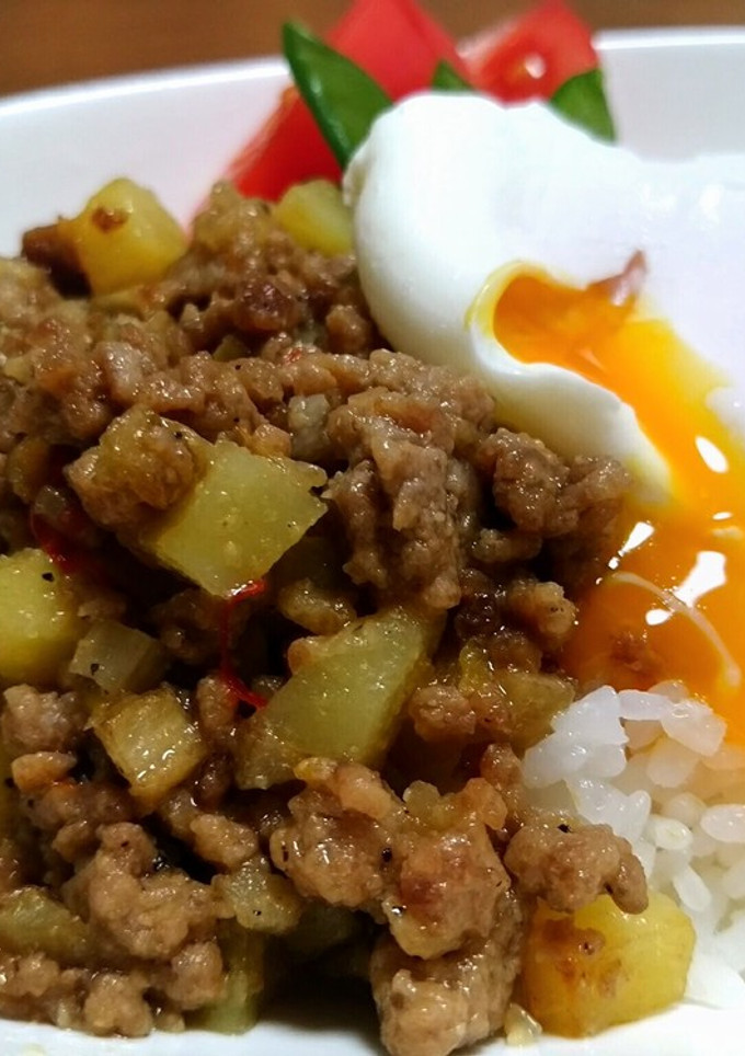 ゴボウとジャガイモと挽肉の味噌炒めごはん-レシピのメイン写真