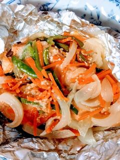 鮭のホイル焼き☆ちゃんちゃん焼き風 甘め-レシピのメイン写真