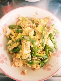 スナップえんどうとツナのマヨ卵とじ-レシピのメイン写真