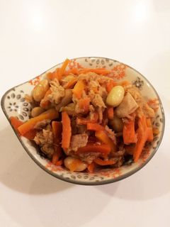 レンジで簡単ツナと煮大豆の炒め煮風-レシピのメイン写真