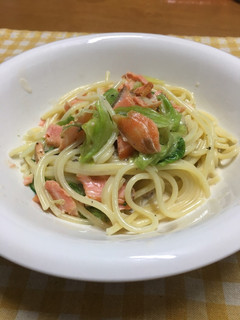 鮭とレタスの簡単クリームパスタ-レシピのメイン写真