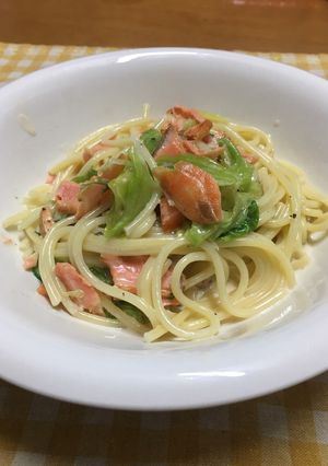 鮭とレタスの簡単クリームパスタ-レシピのメイン写真
