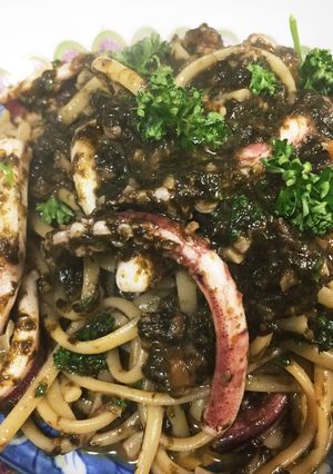 海苔を使ってナンチャッテ・イカ墨パスタ-レシピのメイン写真