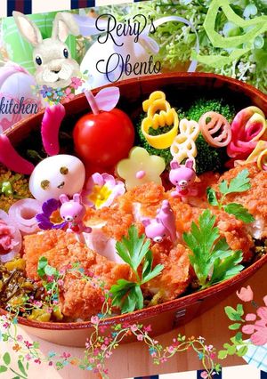 イースターうさぎフライドチキン玄米弁当-レシピのメイン写真