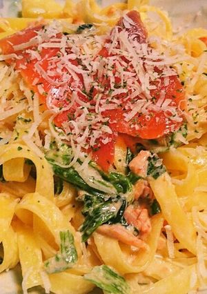 サーモントマトクリームパスタ-レシピのメイン写真