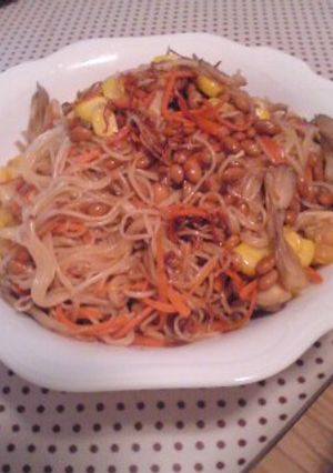 納豆・なんでも野菜の素麺ちゃんぷるー-レシピのメイン写真
