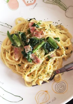 ほうれん草とベーコンの豆乳カルボナーラ-レシピのメイン写真