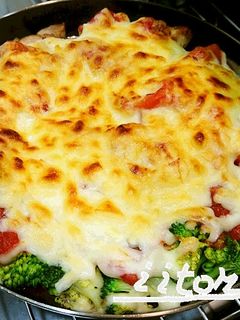 グリルパン♪チキン×野菜トマトチーズ焼き-レシピのメイン写真