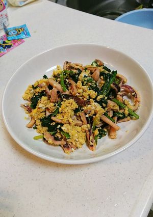 やわらか焼きいかとほうれん草の卵炒め-レシピのメイン写真