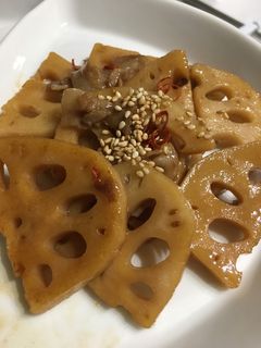 れんこんと肉の炒め煮-レシピのメイン写真