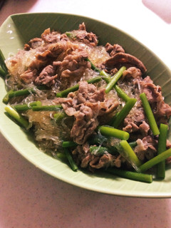 豚肉とニンニクの芽の春雨炒め-レシピのメイン写真