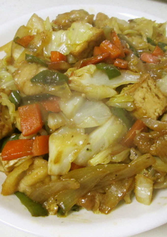 鶏もも肉と生揚げ（厚揚げ）の野菜炒め-レシピのメイン写真