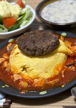 トマトハンバーグオムライス（ちょい甘）-レシピのメイン写真