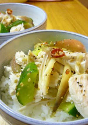 ゆで鶏と浅漬けのさっぱり丼-レシピのメイン写真