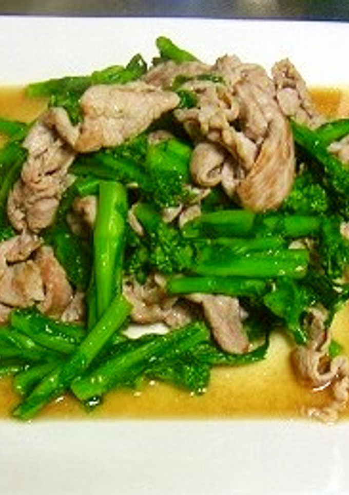 超簡単！豚もも肉と菜の花の炒めもの-レシピのメイン写真