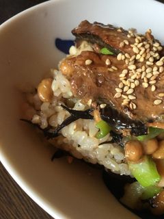 納豆とイワシの蒲焼きのご飯-レシピのメイン写真