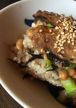 納豆とイワシの蒲焼きのご飯-レシピのメイン写真