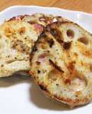 れんこんとベーコンのチーズはさみ焼き