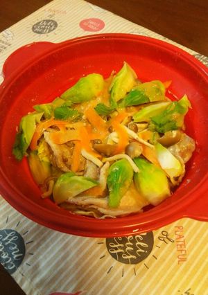 超簡単! つぼみ菜の豚しゃぶ蒸し-レシピのメイン写真