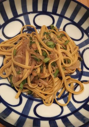 大根の葉とじゃこのパスタ(うどんでも)-レシピのメイン写真