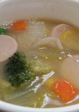 魚肉ソーセージ＆クリームコーン入り味噌汁-レシピのメイン写真