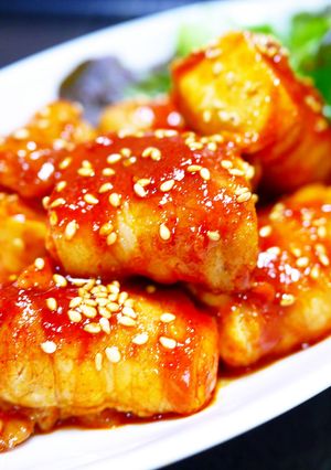 豆腐の豚ばら肉巻き★甘辛コチュジャン焼き-レシピのメイン写真