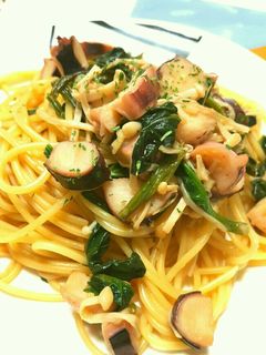 タコとえのきとほうれん草の和風パスタ-レシピのメイン写真