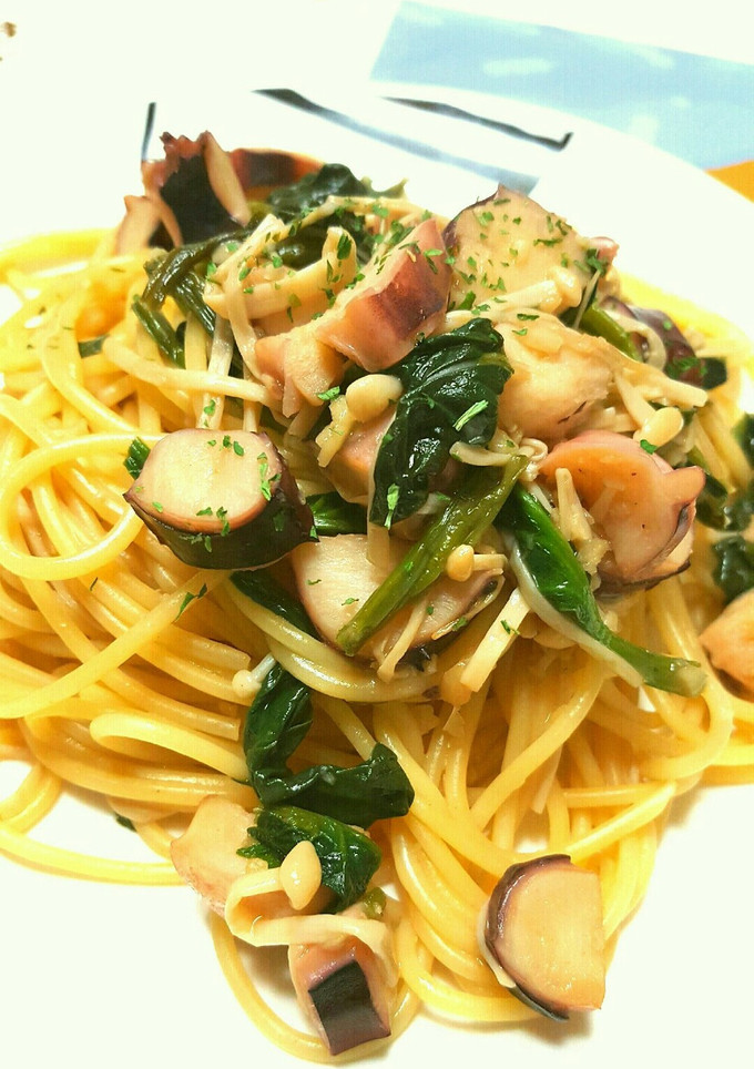 タコとえのきとほうれん草の和風パスタ-レシピのメイン写真