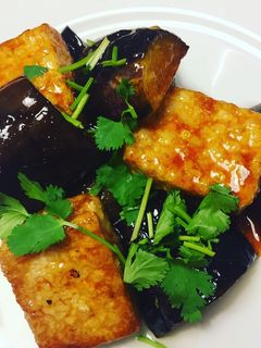 揚出豆腐と茄子のステーキリンゴ酢ソース-レシピのメイン写真