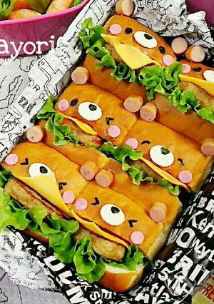 簡単 キャラパン☆くまデコチーズバーガー-レシピのメイン写真