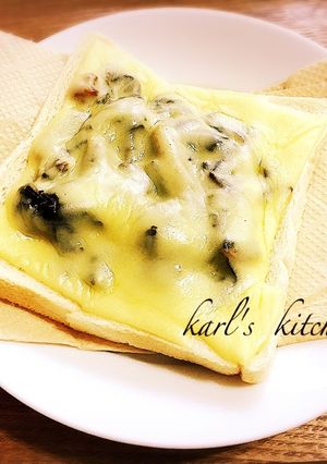 簡単小松菜チーズトースト 青菜おやき風-レシピのメイン写真