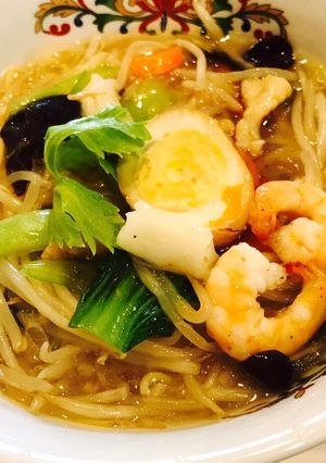 海鮮モヤシあんかけ汁そば 味玉添え-レシピのメイン写真