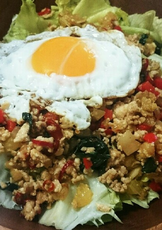 簡単時短!!鶏挽き肉のタイ風ガパオ炒め-レシピのメイン写真